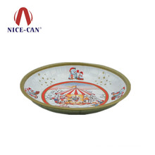 High Christmas decorative round tin tray personalized round metal food tray